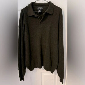 Le 31 100% lambs wool knit button collar green sweater  warm XL classic Simons